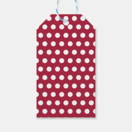 Etiqueta Para Presente Design de padrão de bolinhas brancas em vermelho-b