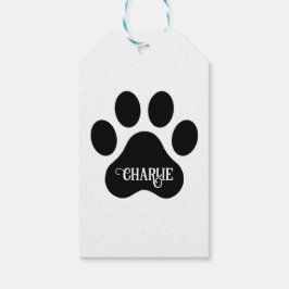 Etiqueta Para Presente Design de Silhueta do Nome da Pata do Cachorro
