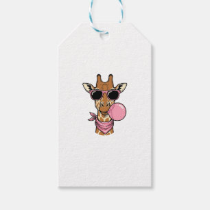 Etiqueta Para Presente Design de Vetor Bubblegum Girafa com Gravação Anti