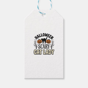 Etiqueta Para Presente Design de Vetor Vintage de Senhora Gato Assustador