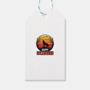 Etiqueta Para Presente Design de Vetor Vintage Lobo Uivando Feliz Hallowe