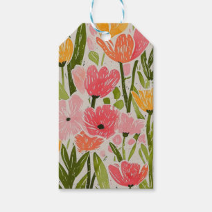 Etiqueta Para Presente Design Floral Moderno do Meio século Retroativo