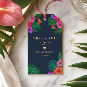 Etiqueta Para Presente Design Floral Tropical   Hibisco & Folhagens