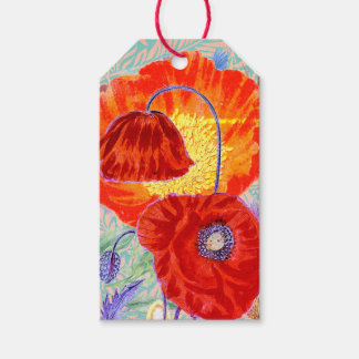 Etiqueta Para Presente DESIGN ORIGINAL VERMELHO POPPIES Gift TAG