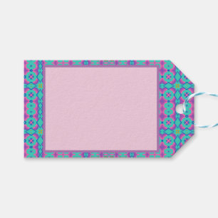 Etiqueta Para Presente Design retangular vibrante cor-de-rosa sobre fundo