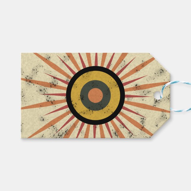 Etiqueta Para Presente Design Retro Boho Explosão Solar (Frente (horizontal))