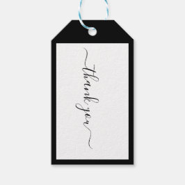 Etiqueta Para Presente Designer de Caligrafia Moderna B&W Social Obrigado