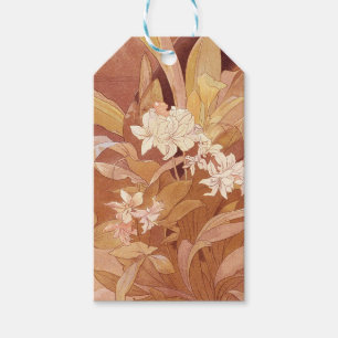 Etiqueta Para Presente Detalhe Floral Alphonse Mucha Art Nouveau