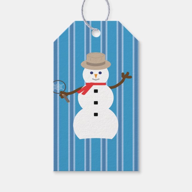 Etiqueta Para Presente Detetive Blue Snowman, divertido e Rico (Frente)