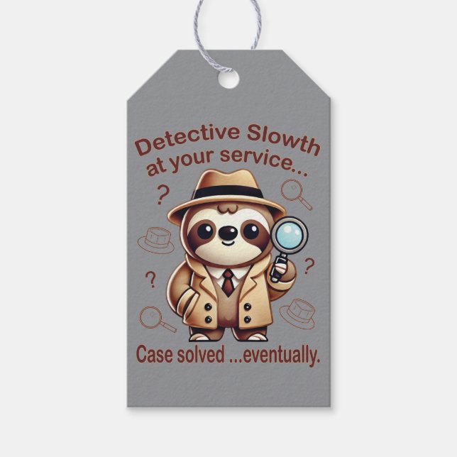 Etiqueta Para Presente "Detetive Sloth" Sloth Private Eye (Frente)