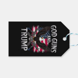 Etiqueta Para Presente Deus Armas E Trump Águia Bandeira Americana Vintag