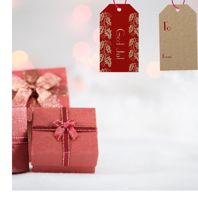 Etiqueta Para Presente Deus Jul White Hollies em vermelho - (Criador carregado)