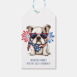 Etiqueta Para Presente Dia 4 de Julho da Independência Bulldog Vermelho B