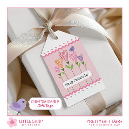 Etiqueta Para Presente Dia de as mães de Corações Florais Rosa