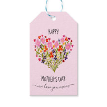 "Dia de as mães Feliz" Aquarela Coração Flor