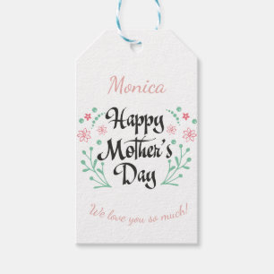 Etiqueta Para Presente Dia de as mães feliz com flores personalizadas