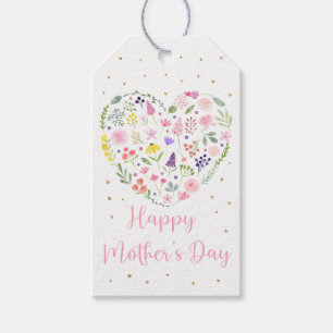 Etiqueta Para Presente Dia de as mães Feliz do Coração Floral