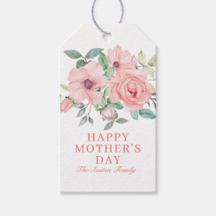 Etiqueta Para Presente Dia de as mães Floral Personalizado de Aquarela