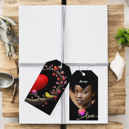 Etiqueta Para Presente Dia de os namorados com ave canária