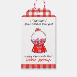 Etiqueta Para Presente Dia de os namorados de Gingham Gumballs Red Gingha