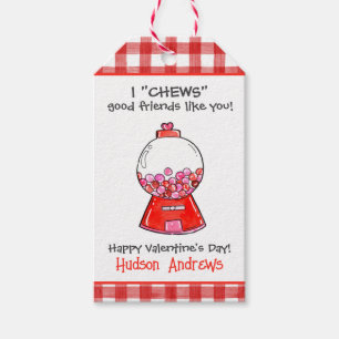Etiqueta Para Presente Dia de os namorados de Gingham Gumballs Red Gingha