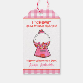 Etiqueta Para Presente Dia de os namorados Gingham Gumballs, de cor rosa-