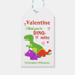 Etiqueta Para Presente Dia de os namorados Infantil Dino-mite Dinossauro