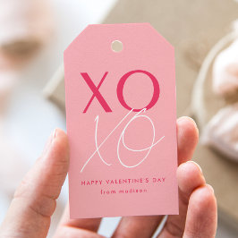 Etiqueta Para Presente Dia de os namorados Rosa XOXO Moderno
