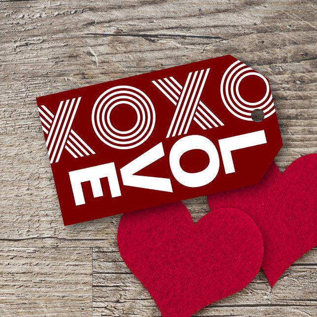 Etiqueta Para Presente Dia de os namorados Vermelho Moderno (Add charm to your gifts with red Valentine tags—romantic, stylish, and perfect for any loved one!)