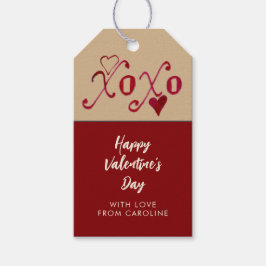 Etiqueta Para Presente Dia de os namorados XXOO da Vintage Burgundy