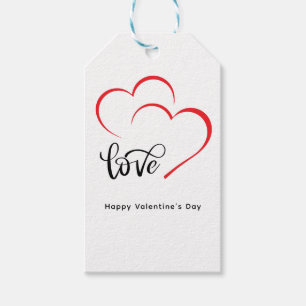 Etiqueta Para Presente Dia de São Valentim Preto Vermelho com Marca Perso
