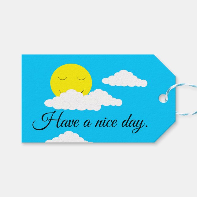 Etiqueta Para Presente Dia Sunny com Nuvens Puffy (Frente (horizontal))