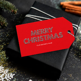 Etiqueta Para Presente Diamantes Elegantes Feliz Natal Negócios Vermelho