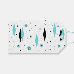 Etiqueta Para Presente Diamantes retros de turquesa & Tag do presente de