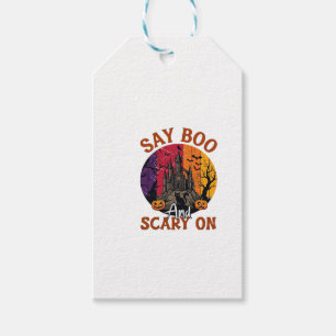 Etiqueta Para Presente Diga Boo Halloween Assustador Casa Assombrada Gato