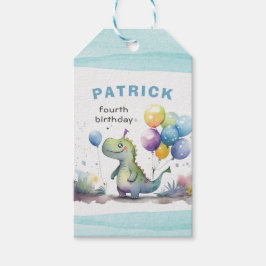 Etiqueta Para Presente Dino Party Watercolor Boy Blue Birday