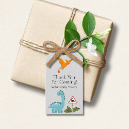 Etiqueta Para Presente Dinosaurs Crossing Footprint Baby Shower 