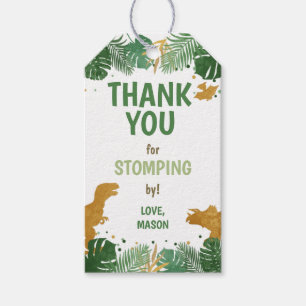 Etiqueta Para Presente Dinossaur Birthday Labs Boy Dino Party Green Doura