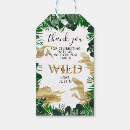 Etiqueta Para Presente Dinossauro Aniversário Selvagem Um Favor Obrigado