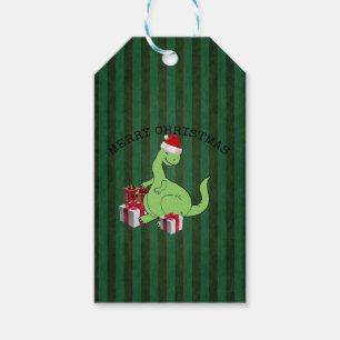 Etiqueta Para Presente Dinossauro engraçado bonito do papai noel do Nata