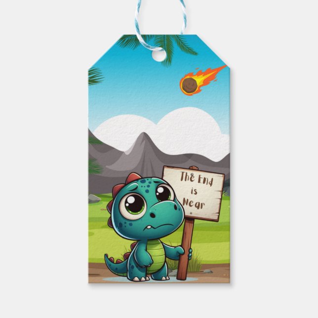 Etiqueta Para Presente dinossauro fofo, engraçado (Frente)