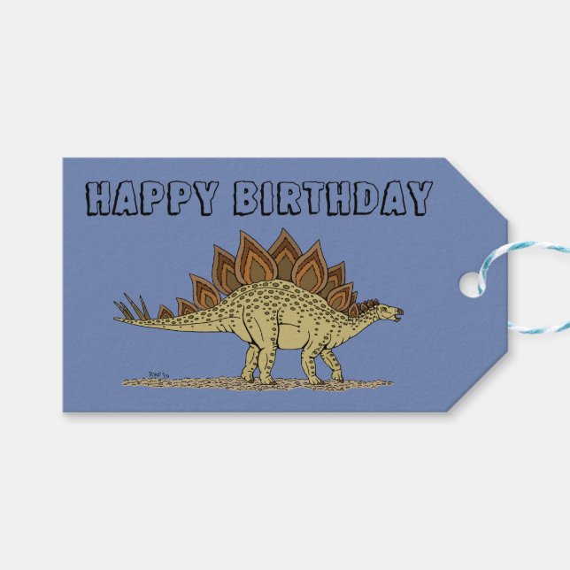 Etiqueta Para Presente Dinossauro Jurássico Stegossauro (Frente (horizontal))