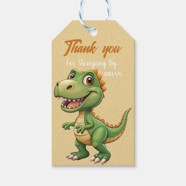 Etiqueta Para Presente Dinossauros lindos rugem Festa de aniversário (Frente)