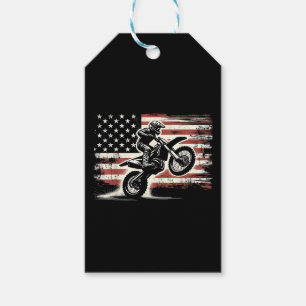 Etiqueta Para Presente Dirt Bike American Flag Motocross Biker Vintage EU