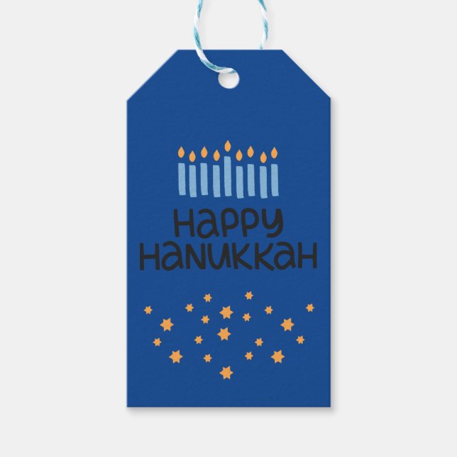 Etiqueta Para Presente Diversão Feliz Hanukkah Menorah (Frente)