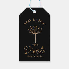 Etiqueta Para Presente Diwali preto e ouro personalizável