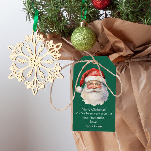 Etiqueta Para Presente Do Natal do Papai Noel Personalizou Crianças Verde