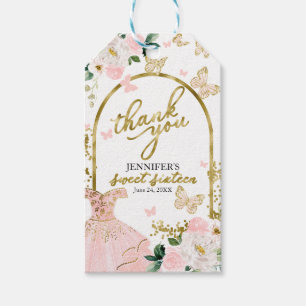 Etiqueta Para Presente Doce 16 Bege Floral Borboleta Obrigada