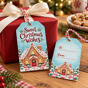 Etiqueta Para Presente Doce Casa de Biscoito de Natal