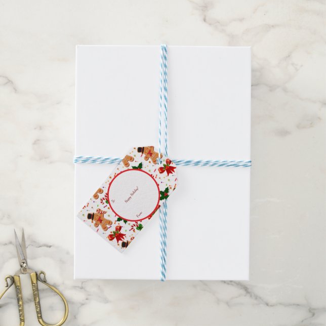 Etiqueta Para Presente Doce de Natal de Gengibre Fita (Com cordão)
